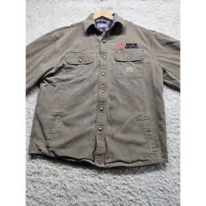 Carhartt Men's Heavy Canvas Flannel Lined Shacket Brown Sz MVTG Workwear